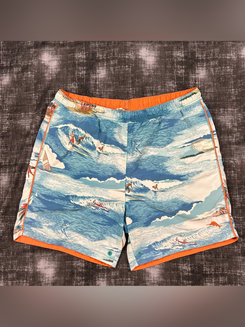 Tommy Bahama Relax Board Shorts Mens 34x6 Reversible "Surfing Days" Swim Trunks